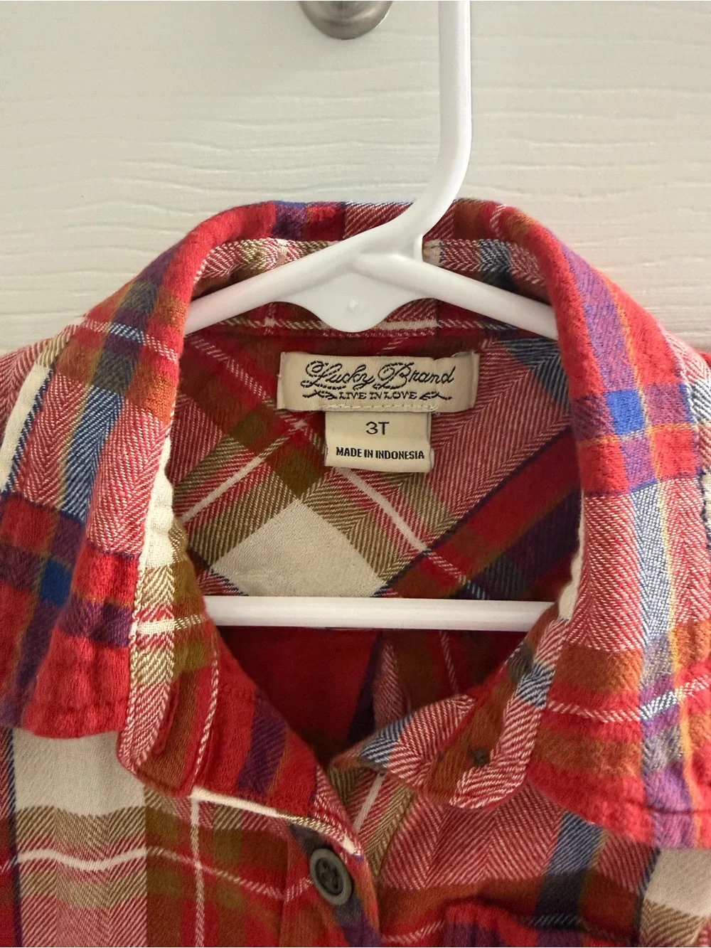 Lucky Brand Kids Red Plaid Button-Down Shirt with Blue & Green Stripes